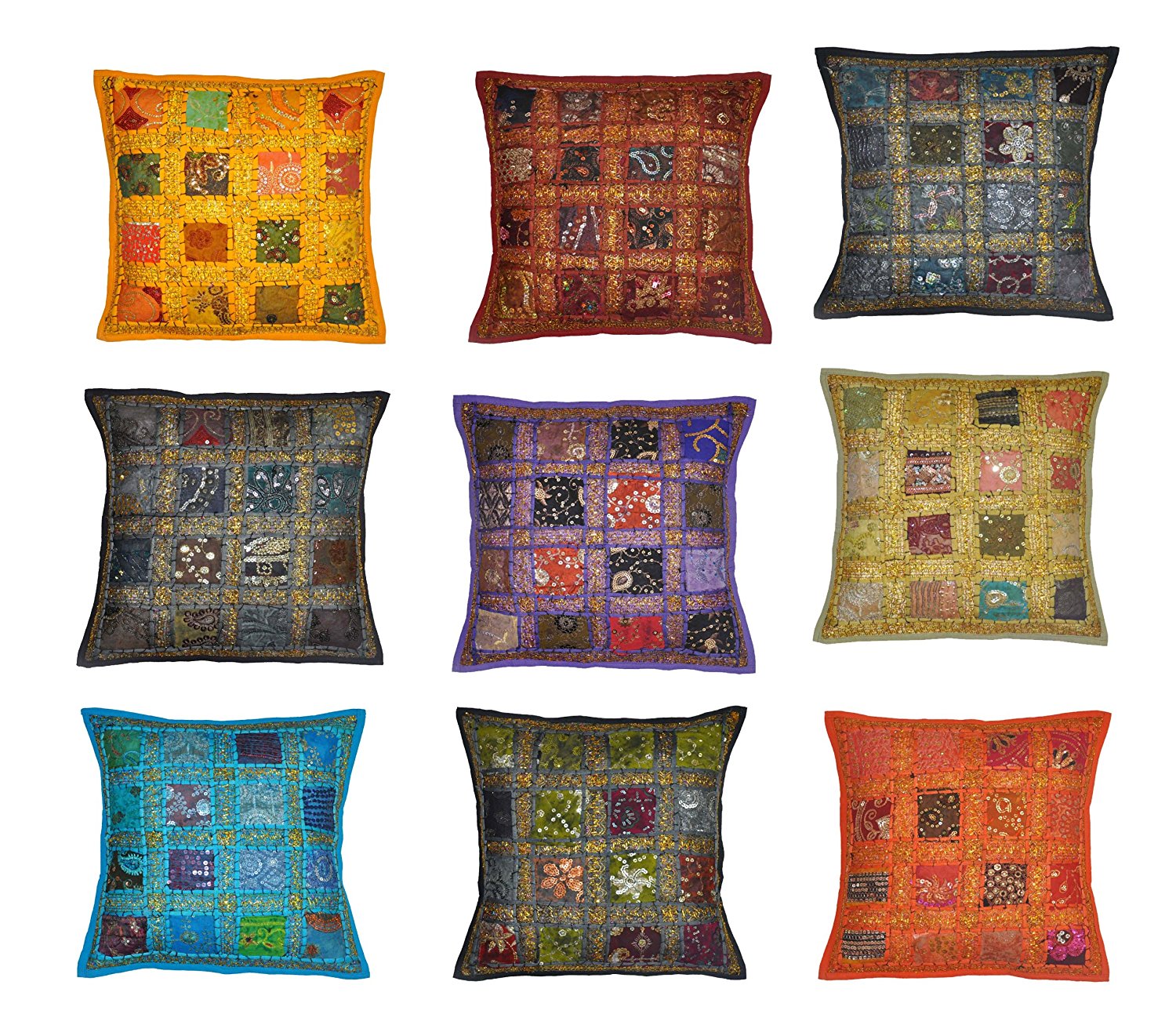 10 Pcs Lot 16 X 16 Inches Rajasthali Indian Decor Handmade Cotton Cushion Cover Pillow Covers